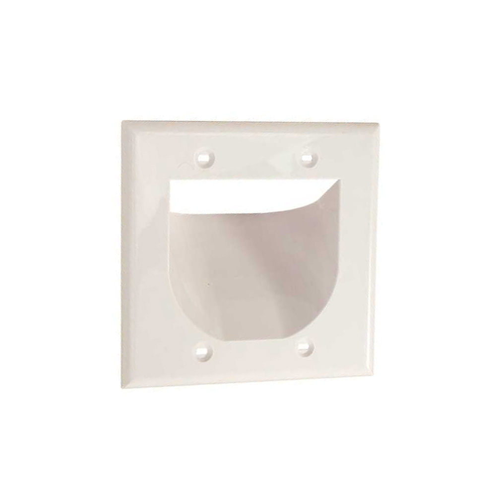 Feedthrough Recessed Wall plate, Double Gang, White